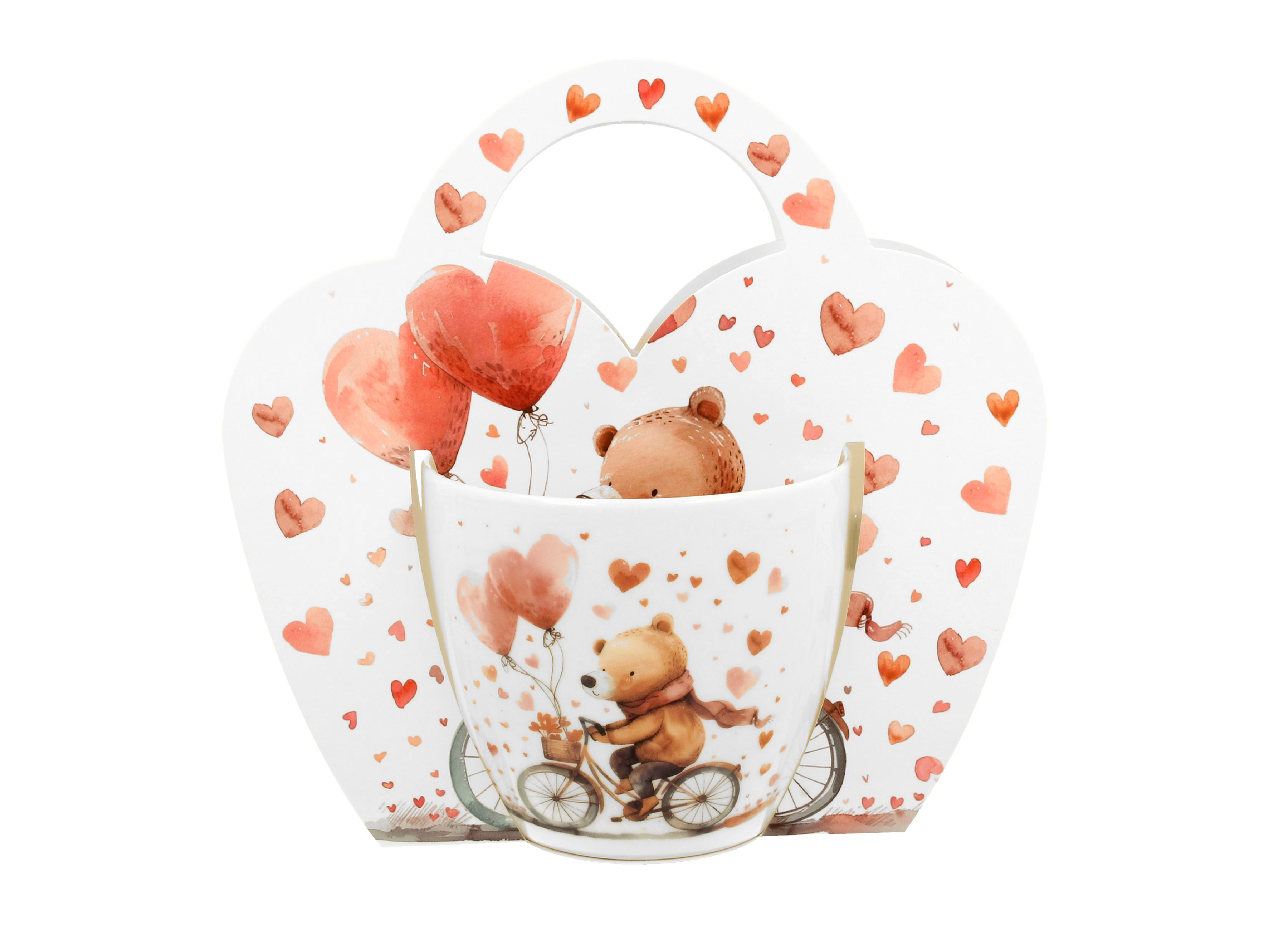 Klasický porcelánový hrnček Medveď na bicykli 460 ml