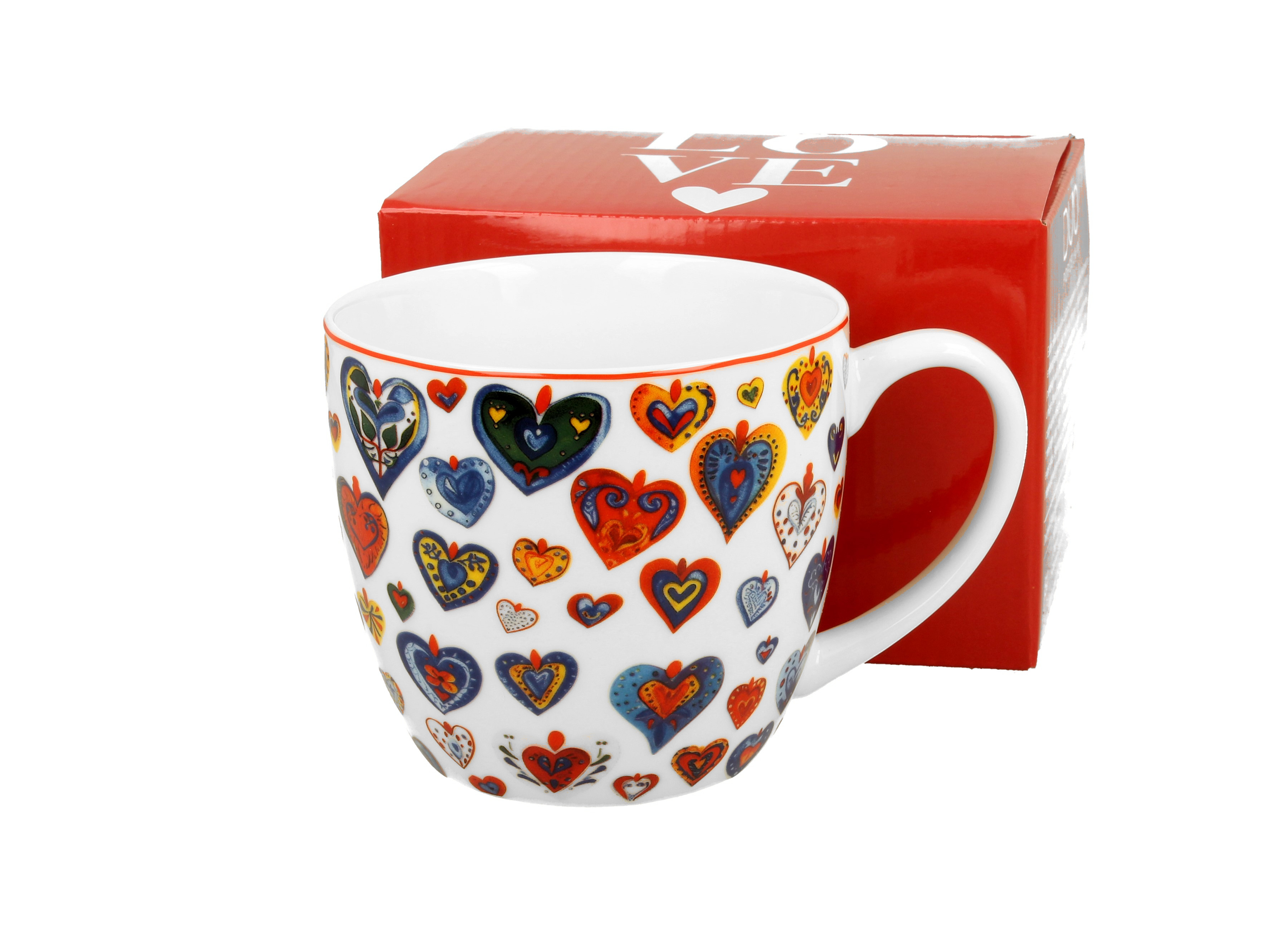 Porcelánový hrnček Farebné srdcia malé 460 ml