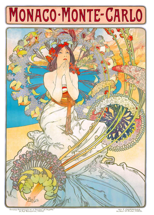 Puzzle Alfonz Mucha: Monako Monte Carlo 1000 Enjoy