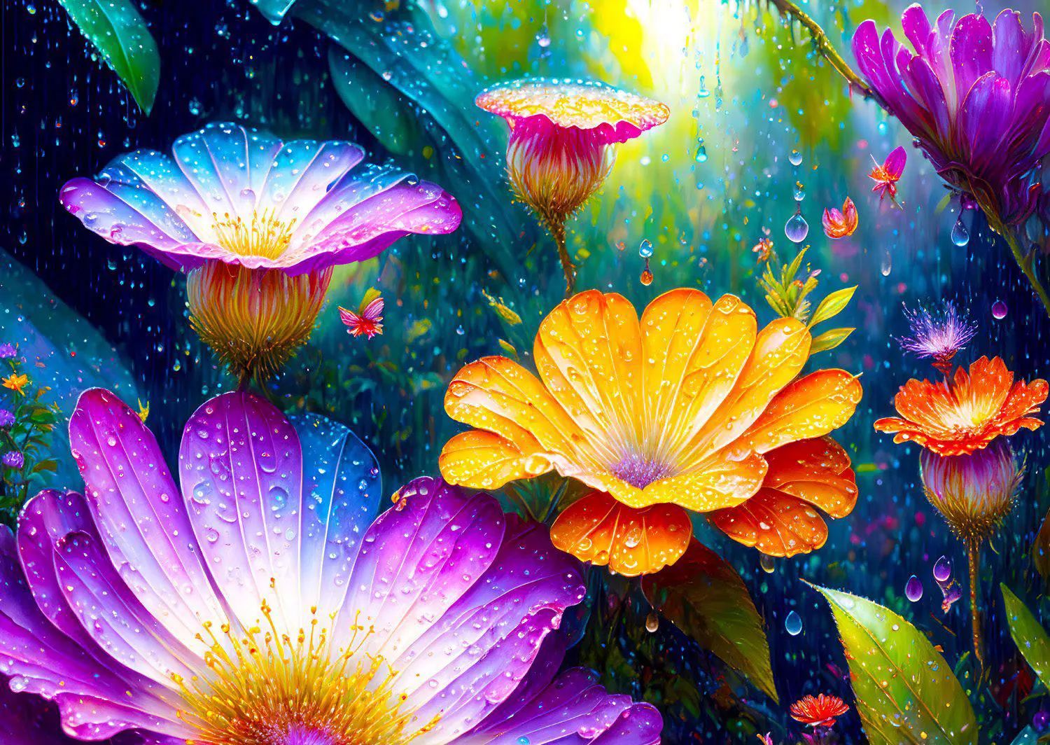 Puzzle Kvety v daždi 1000 Enjoy