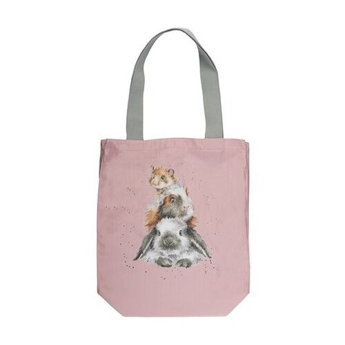 Pevná plátená taška "Piggy in the Middle" Wrendale Designs – morčiatko a králik