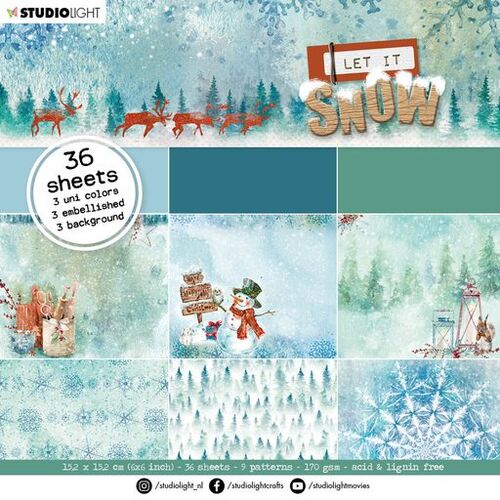 Studio Light Blok vzorovaných papierov Studio Light, 15 x 15 cm – Let it Snow, modré variácie