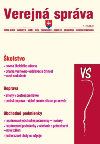 Kniha Verejná správa č. 1-2 2020 - Novela školského zákona, Cestná doprava, Zálohovanie jednorazových obalov na nápoje - Kolektív autorov