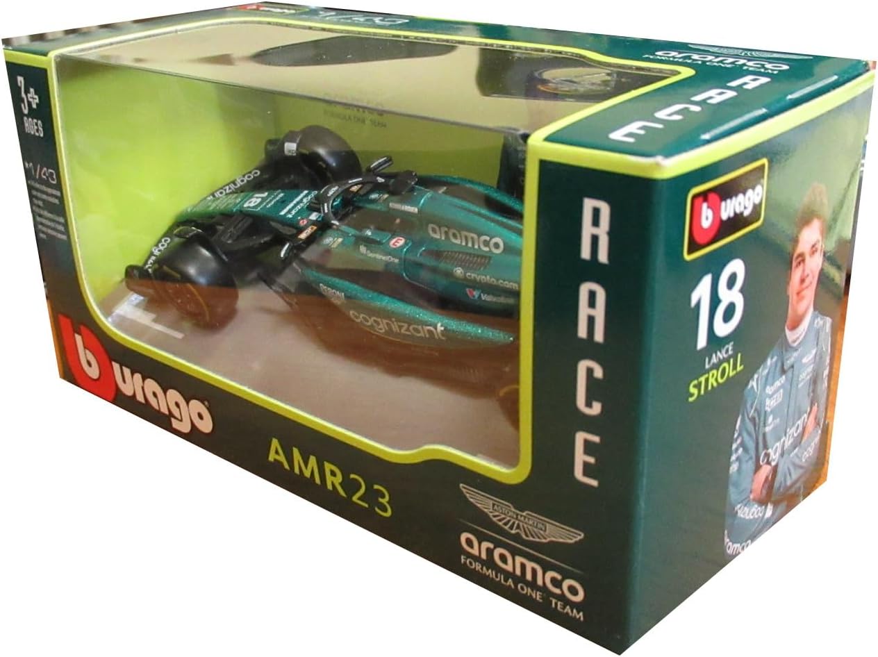 Bburago 1:43 RACE Formula F1 - Aston Martin  AMR23 (2023) 18 Lance Stroll