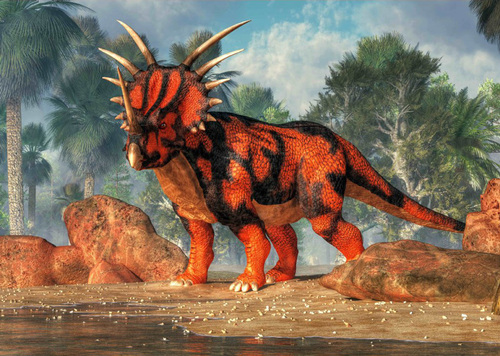 (B) 3D pohľadnica Styracosaurus