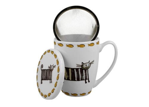 Porcelánový hrnček so sitkom a krytom Classic Cats - Mačky 380 ml