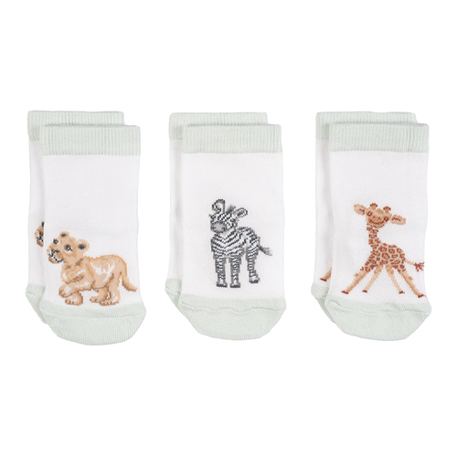 Detské ponožky "Little Savannah" Wrendale Designs, 3 páry (0–6 mes.) – africké zvieratká