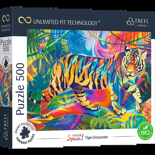 Trefl Prime Puzzle 500 UFT - Farebné škvrny: Stretnutie tigrov