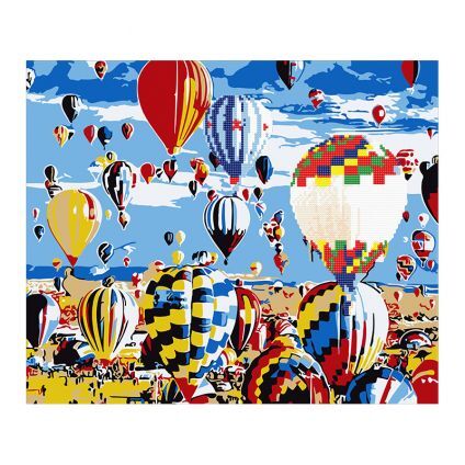 Diamantová mozaika Balóny s akrylovými farbami + maľovanie na plátne podľa čísel 2v1, 40x50cm