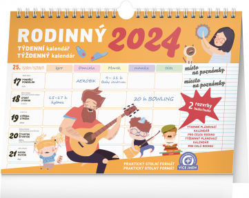 Týždenný rodinný plánovací kalendár s háčikom CZ/SK 2024, 30 × 21 cm
