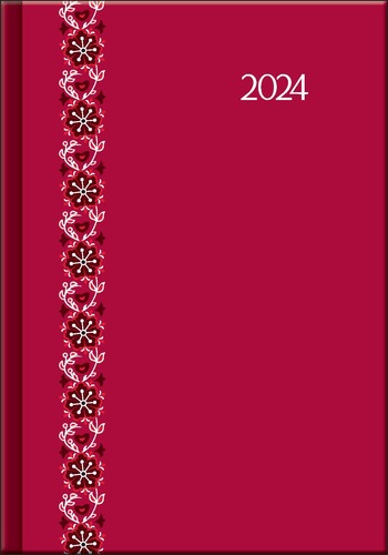 Denný diár PRINT Folk červený 2024