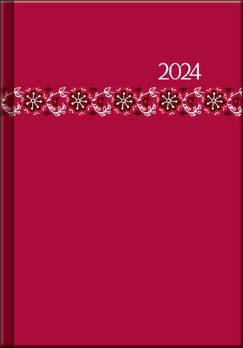 Pracovný diár PRINT Folk červený 2024