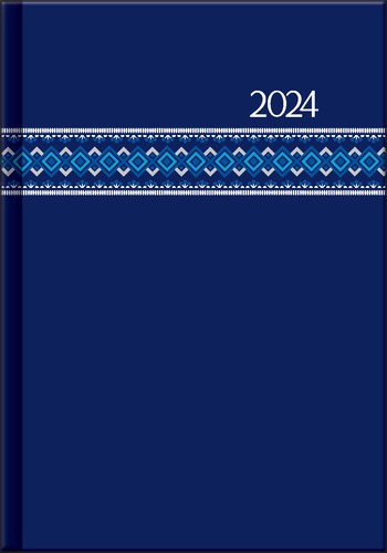 Pracovný diár PRINT Folk modrý 2024