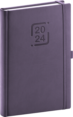 Presco Group Denný diár Catanella 2024, fialový, 15 × 21 cm