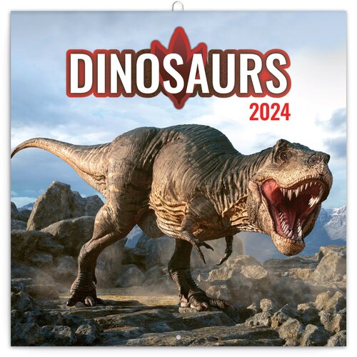 Poznámkový kalendár Dinosaury 2024, 30 × 30 cm