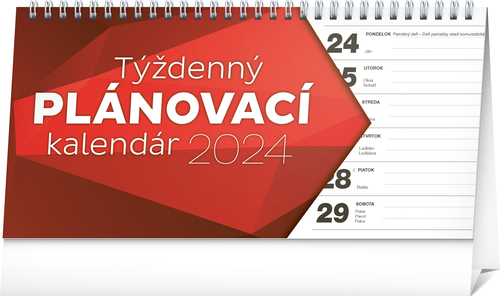 Presco Group Stolový kalendár Plánovací riadkový 2024, 25 × 12,5 cm