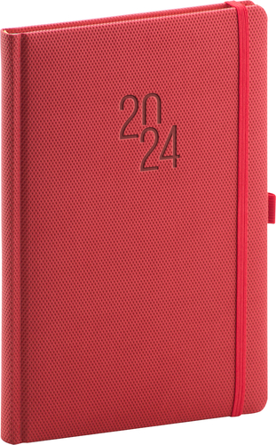 Kniha Presco Group Týždenný diár Diamante 2024, červený, 15 × 21 cm