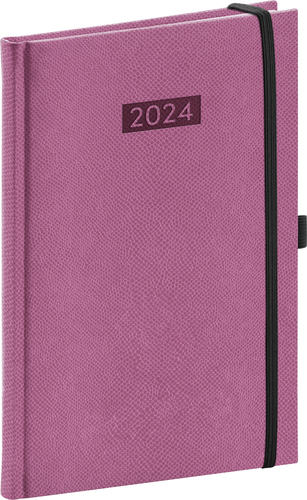 Týždenný diár Diario 2024, ružový, 15 × 21 cm