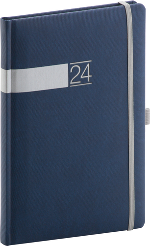 Presco Group Týždenný diár Twill 2024, modro–strieborný, 15 × 21 cm