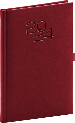 Týždenný diár Vivella Classic 2024, vínový, 15 × 21 cm