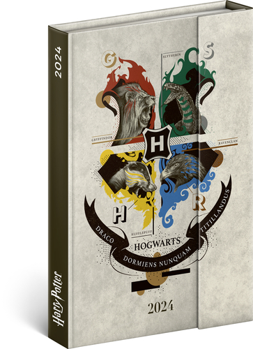 Týždenný magnetický diár Harry Potter 2024, 11 × 16 cm