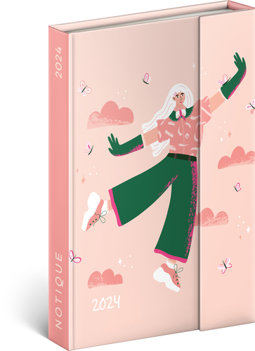 Kniha Presco Group Týždenný magnetický diár Motýľ 2024, 11 × 16 cm