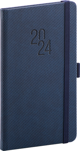 Vreckový diár Diamante 2024, modrý, 9 × 15,5 cm