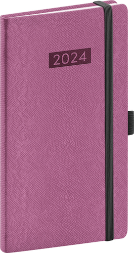 Presco Group Vreckový diár Diario 2024, ružový, 9 × 15,5 cm