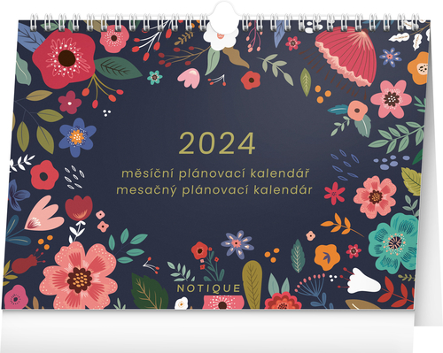 Mesačný plánovací kalendár Kvety 2024, 30 × 21 cm