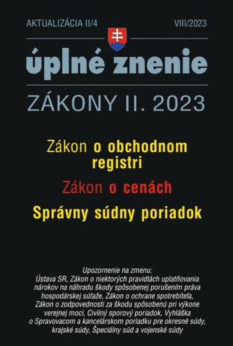 Kniha Aktualizácia II/4 2023 – Obchodný register, Ceny