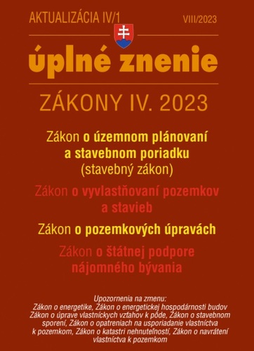 Kniha Aktualizácia IV/1 2023 – bývanie, stavebný zákon