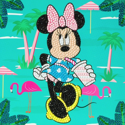 Pohľadnica Minnie na prázdninách Disney vykladanie z diamantov