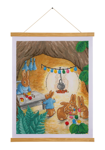 Obraz v lištách Peter Rabbit v skrýši (35x45 cm) vykladanie z diamantov