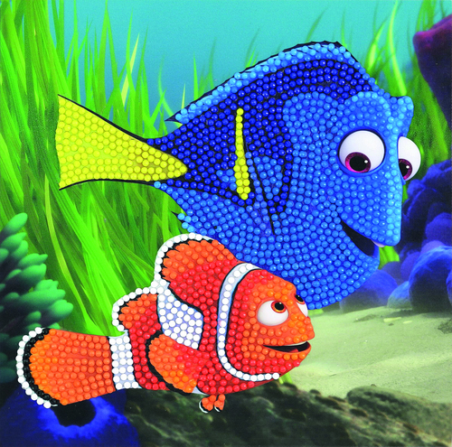 Pohľadnica Dory a Marlin Disney vykladanie z diamantov