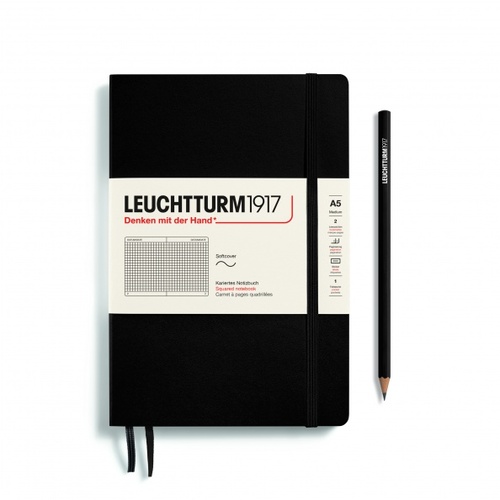 Zápisník LEUCHTTURM1917 Softcover Medium (A5) Black, 123 p., štvorcový