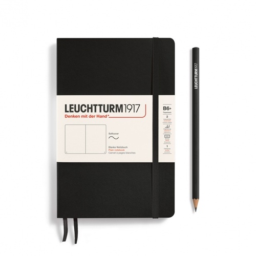 Zápisník LEUCHTTURM1917 Softcover paperback (B6+) Black, 123 p., čistý