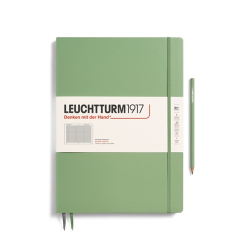 Zápisník LEUCHTTURM1917 Master Slim (A4+) Sage, 123 p., štvorcový