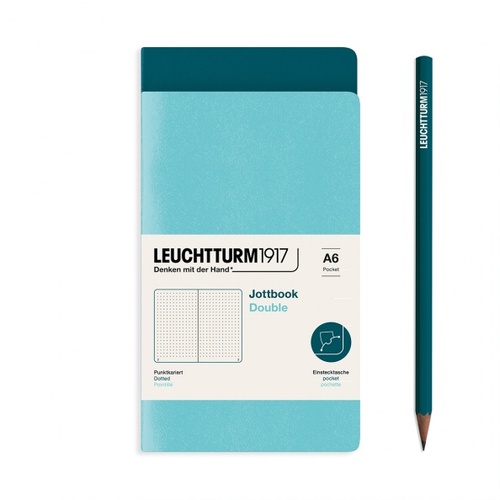 Zošit LEUCHTTURM1917 Jottbook Double, AquaNavy & Pacific Green, Flexcover, 80 g/m2 papier, 59 p., bodkovaný