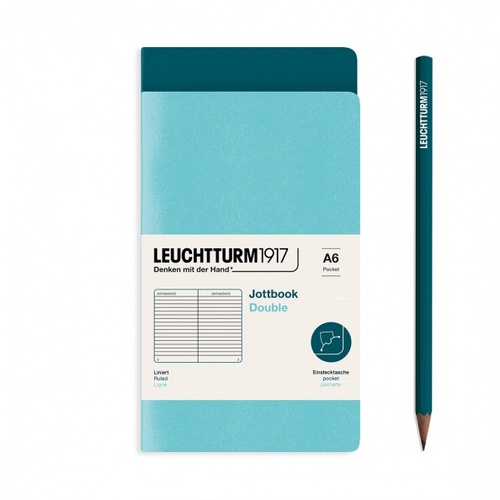 Zošit LEUCHTTURM1917 Jottbook Double, AquaNavy & Pacific Green, Flexcover, 80 g/m2 papier, 59 p., riadkovaný