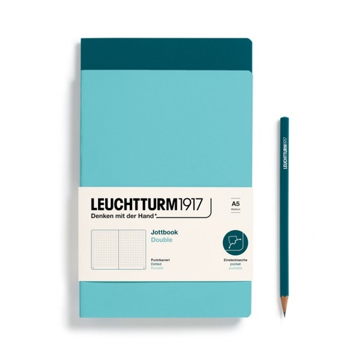 Zošit LEUCHTTURM1917 Jottbook Double, AquaNavy & Pacific Green, Flexcover, 80 g/m2 papier, 59 p., bodkovaný