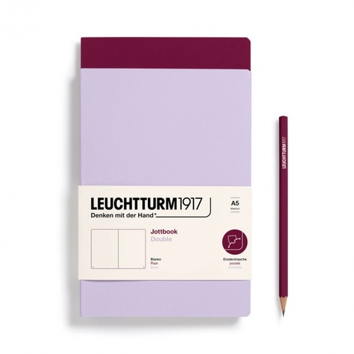 Zošit LEUCHTTURM1917 Jottbook Double, Lilac & Port Red, Flexcover, 80 g/m2 papier, 59 p., čistý