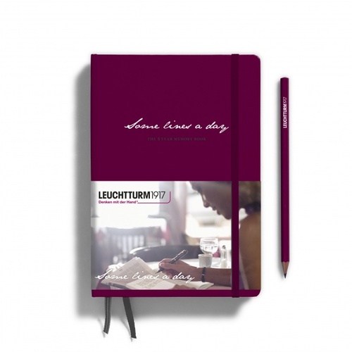 Päťročný denník LEUCHTTURM1917 Some Lines A Day Port Red, 80 g/m2 papier