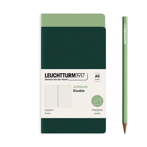 Zošit LEUCHTTURM1917 Jottbook Double, Sage & Forest Green, Flexcover, 80 g/m2 papier, 59 p., bodkovaný