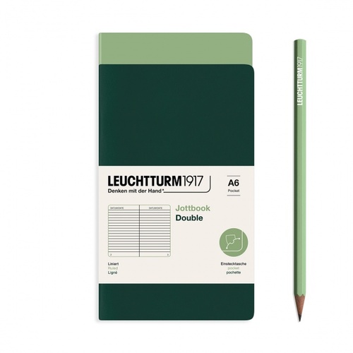 Zošit LEUCHTTURM1917 Jottbook Double, Sage & Forest Green, Flexcover, 80 g/m2 papier, 59 p., riadkovaný