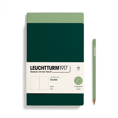 Zošit LEUCHTTURM1917 Jottbook Double, Sage & Forest Green, Flexcover, 80 g/m2 papier, 59 p., čistý
