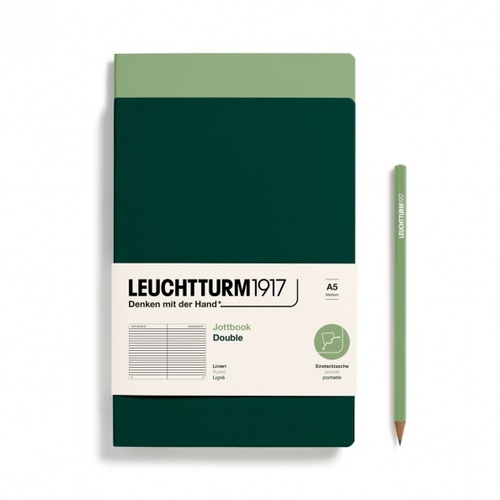 Zošit LEUCHTTURM1917 Jottbook Double, Sage & Forest Green, Flexcover, 80 g/m2 papier, 59 p., riadkovaný