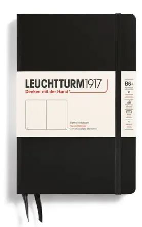 Zápisník LEUCHTTURM1917 Paperback (B6+) Black, 219 p., čistý