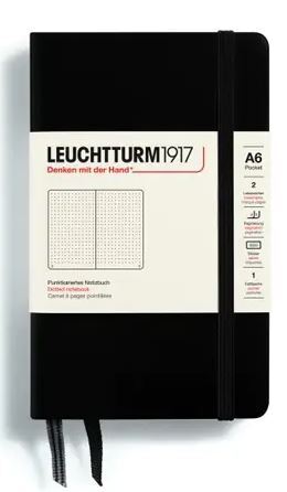 Zápisník LEUCHTTURM1917 Pocket (A6) Black, 187 p., bodkovaný