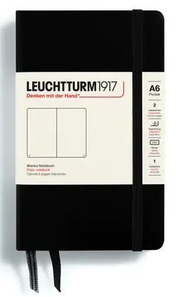 Zápisník LEUCHTTURM1917 Pocket (A6) Black, 187 p., čistý