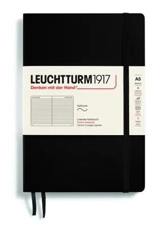 Zápisník LEUCHTTURM1917 Softcover Medium (A5) Black, 123 p., riadkovaný